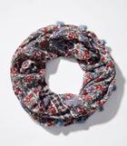 Loft Tasseled Floral Infinity Scarf