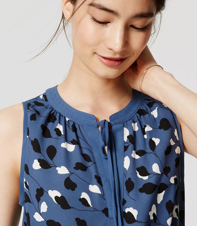 Loft Vine Mixed Media Tie Neck Shell