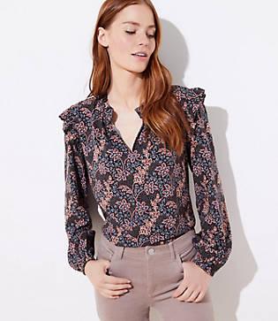 Loft Garden Ruffle Trim Blouse