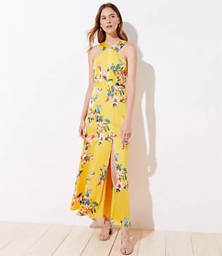Loft Floral Halter Maxi Dress