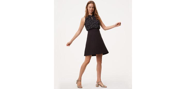 Loft Twist Dot Flare Dress