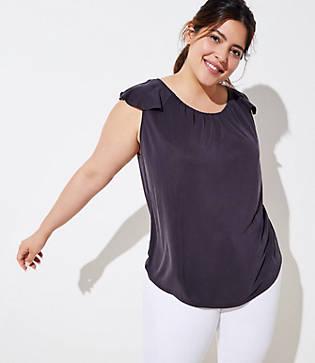 Loft Plus Flutter Tassel Tie Back Top