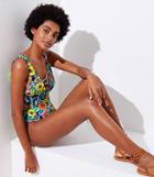Loft Beach Garden Lace Up One Piece Swimsuit