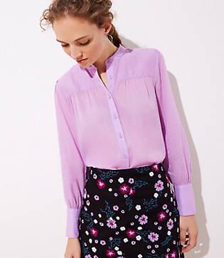 Loft Shirred Puff Sleeve Blouse