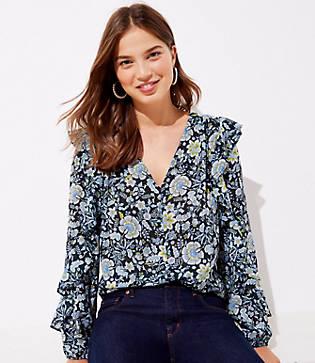 Loft Garden Ruffle Sleeve Blouse