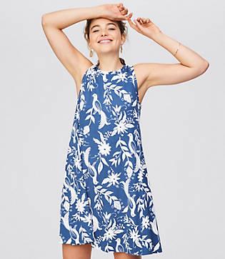 Loft Peacock Sleeveless Swing Dress