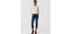 Loft Modern Frayed Cuff Straight Leg Jeans In Classic Dark Indigo Wash
