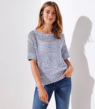 Loft Open Stitch Short Sleeve Sweater