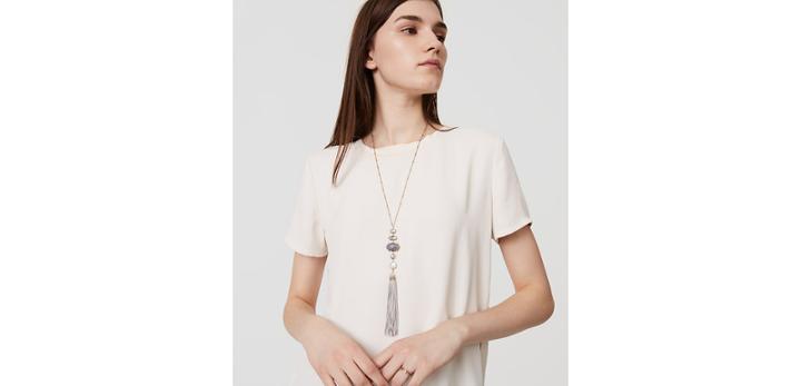 Loft Layered Stone Tassel Pendant Necklace