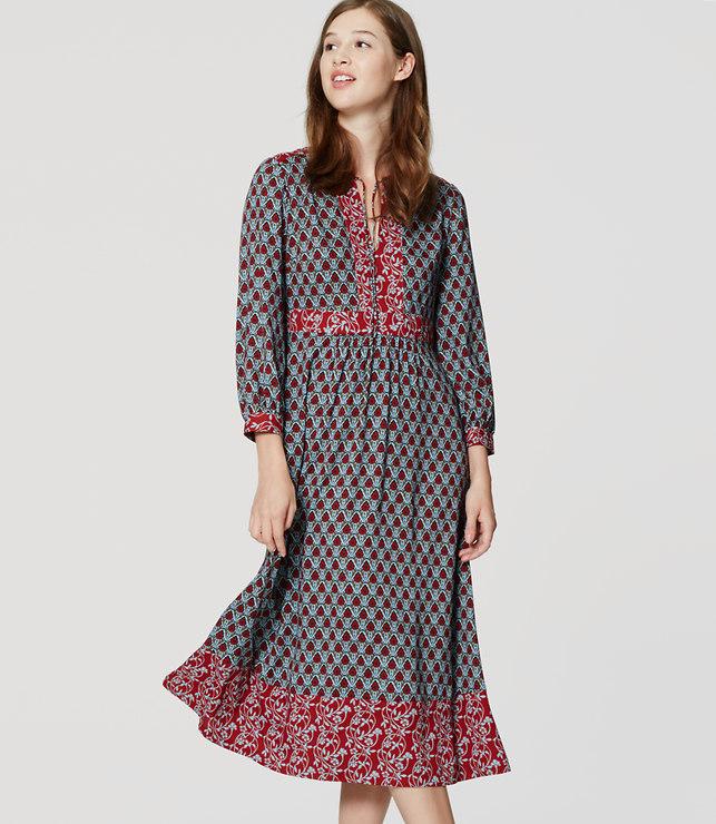 Loft Autumn Bloom Midi Dress