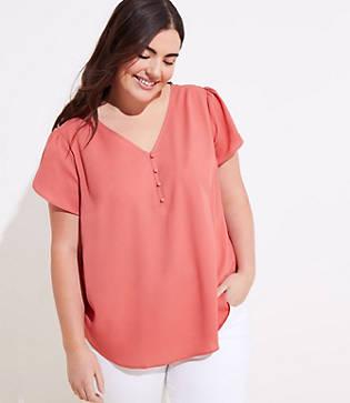 Loft Plus Buttoned Petal Sleeve Top