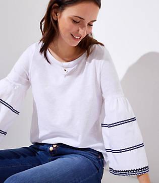 Loft Zig Zag Bell Sleeve Tee