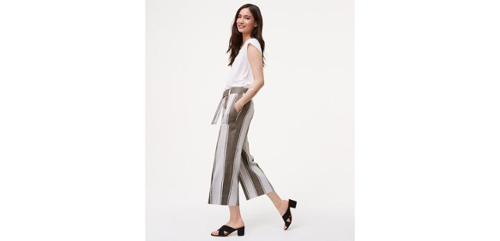 Loft Stripe Belted Culottes