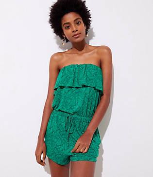 Loft Beach Fern Flounce Strapless Romper