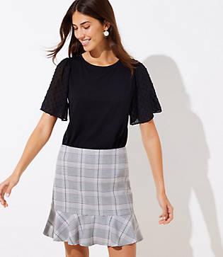 Loft Plaid Ruffle Skirt