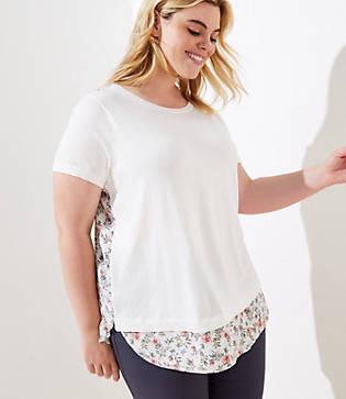Loft Plus Floral Mixed Media Sweater Tee