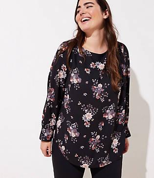 Loft Plus Bouquet Cutout Back Blouse