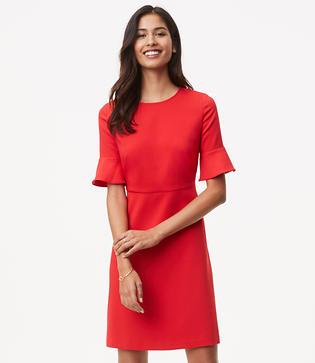 Loft Flounce Sleeve Flare Dress