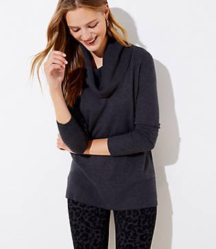 Loft Luxe Knit Cowl Neck Tunic Sweater