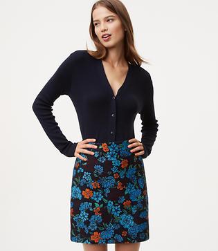 Loft Forest Bloom Shift Skirt