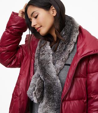 Loft Mixed Faux Fur Pull Through Scarf