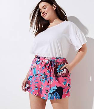 Loft Plus Bloom Tie Waist Fluid Shorts