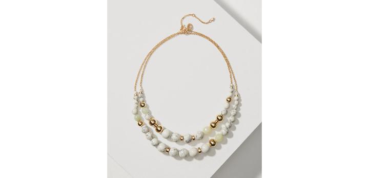 Loft Marbleized Double Strand Beaded Necklace