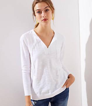 Loft Tasseled Tie Neck Sweater
