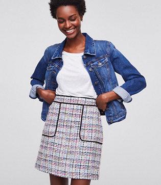 Loft Tweed Pocket Shift Skirt