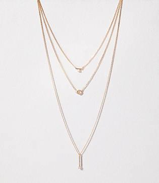 Loft Triple Strand Crystal Pendant Necklace