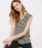 Loft Floral V Neck Flutter Shell