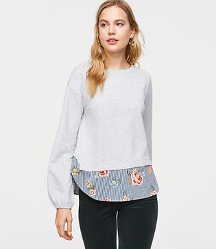 Loft Floral Stripe Two In One Sweatshirt