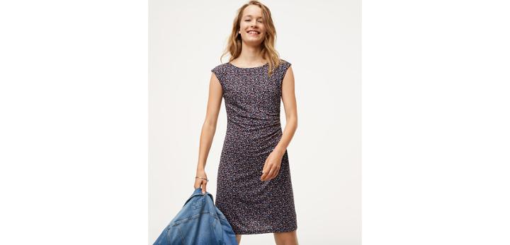 Loft Flowerbud Side Shirred Dress
