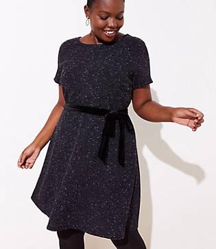 Loft Plus Textured Velvet Belted Dress