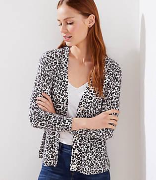 Loft Leopard Print Signature V-neck Cardigan