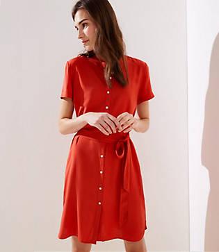 Loft Short Sleeve Tie Waist Shirtdress