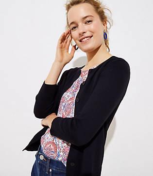 Loft 3/4 Slv Crew Cardi