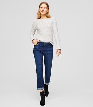 Loft Modern Straight Leg Jeans In Vivid Dark Indigo Wash