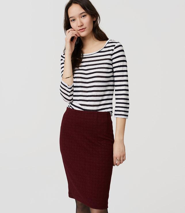 Loft Jacquard Pull On Pencil Skirt