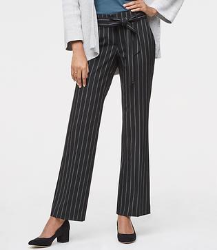 Loft Trousers In Pinstripe Tie Waist In Julie Fit