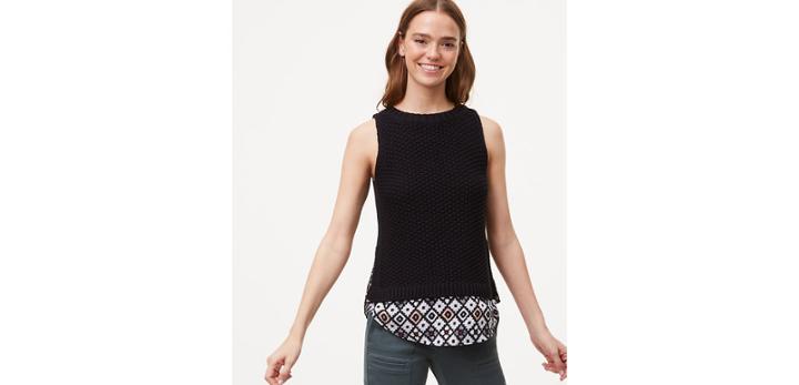 Loft Patchwork Two In One Sweater Tank