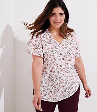 Loft Plus Foliage Flutter Top