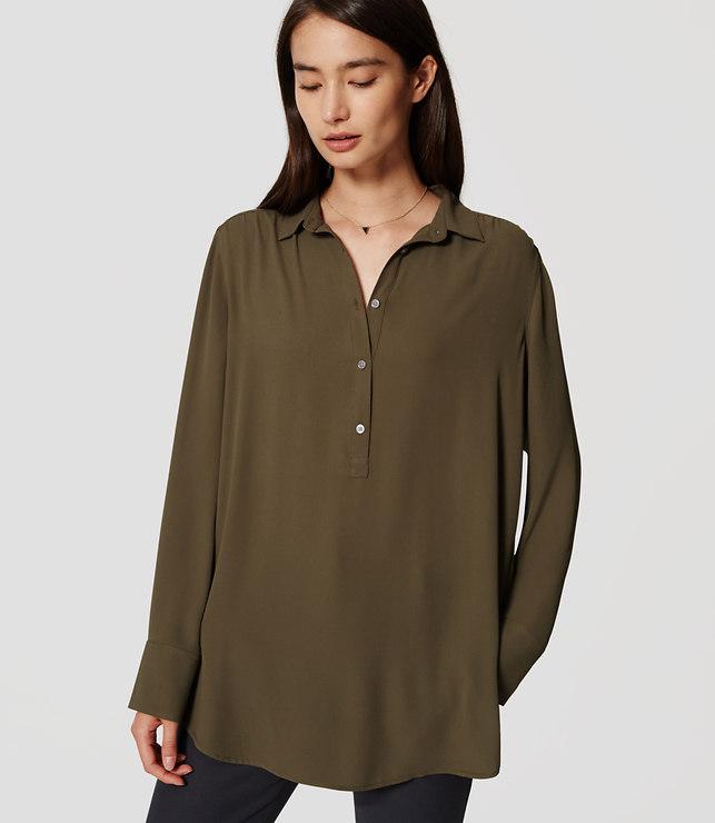 Loft Shirred Henley Tunic