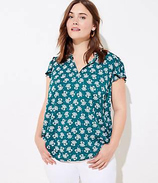 Loft Plus Garden Ruffle Keyhole Shell