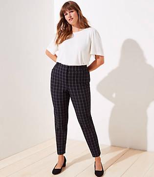 Loft Plus Windowpane High Waist Skinny Ankle Pants