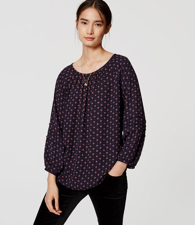Loft Geo Mixed Media Blouse