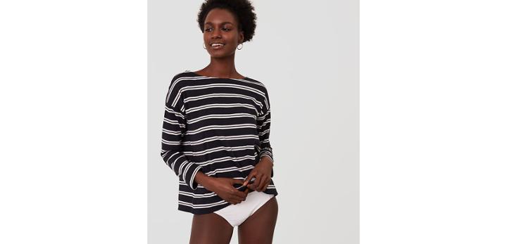 Loft Beach Striped Tie Back Sweatshirt