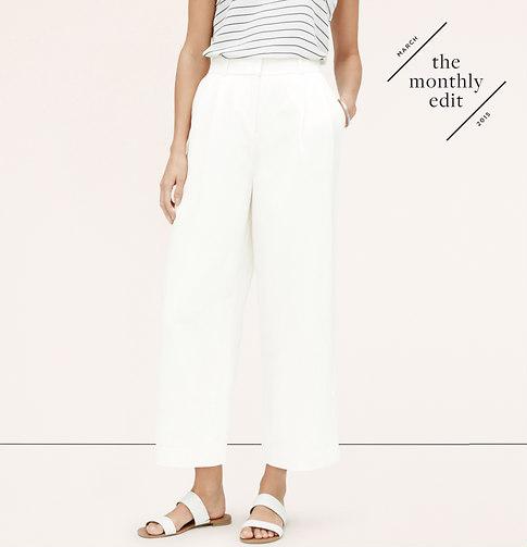 LOFT Cropped Wide Leg Pants, Whisper White