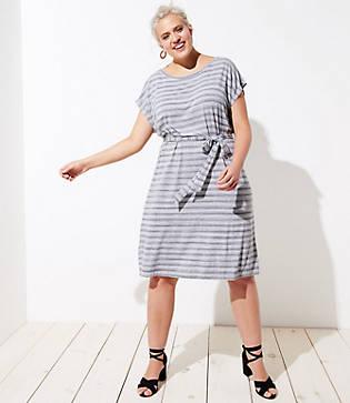 Loft Plus Striped Belted Tee Dress