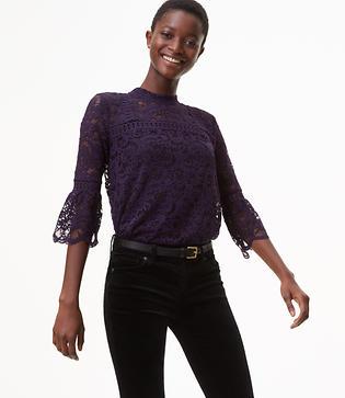 Loft Scroll Lace Mockneck Top